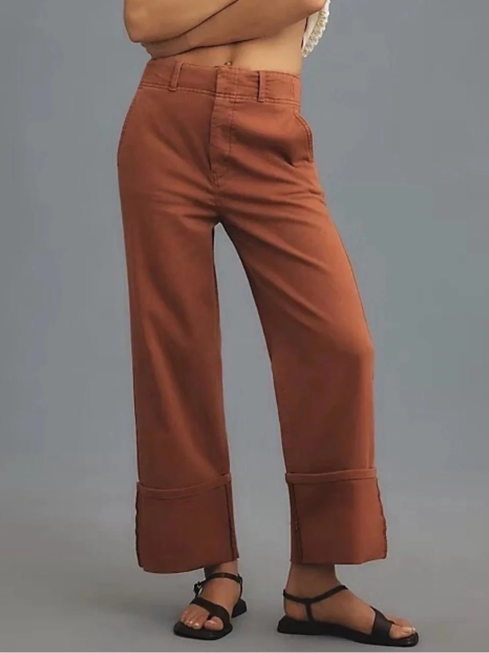 NWT Pilcro Anthropologie Relaxed Cuff Pants Orange Size 34 Boho